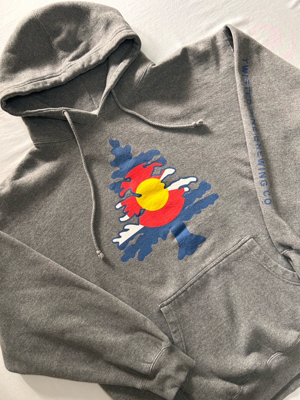 Twisted Pine Brewing Co Hoodie Gray Colorado Graphic Sweatshirt
